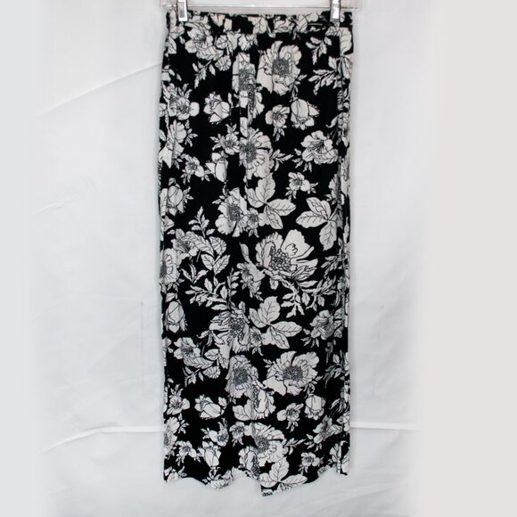 Old Navy Linen Blend Floral Maxi Skirt Womens XS Black Cream Casual Office Q03X - Picture 3 of 5